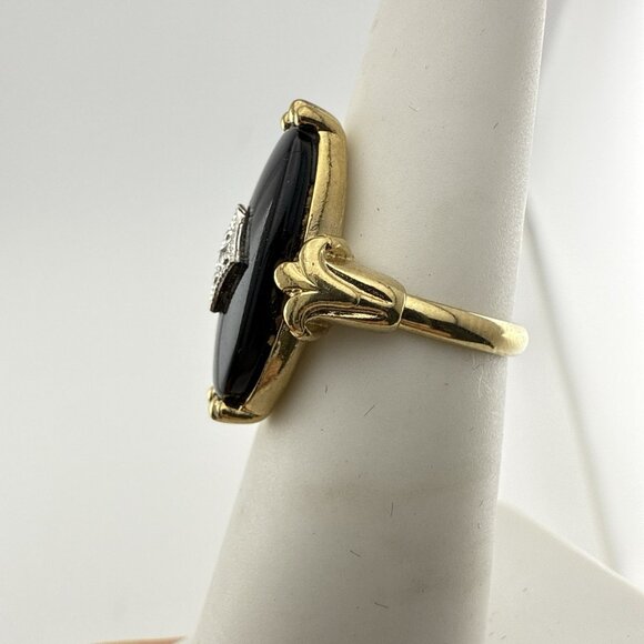 Vintage Avon Ring Black Onyx Victorian Collection 1983 Pinky Ring sz 4.75-5 - Picture 6 of 12